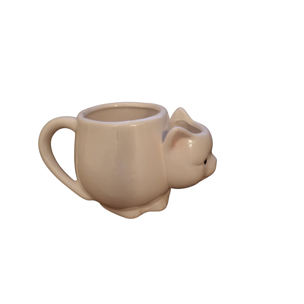 strawberry street white cat mug with tea bag holder